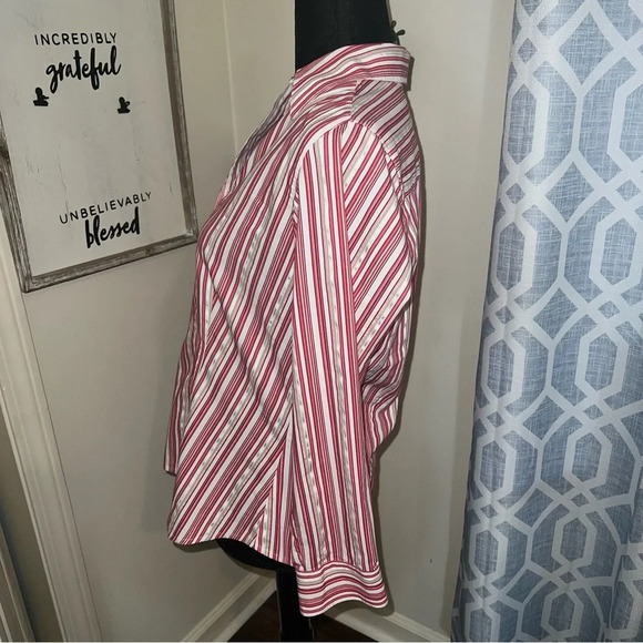 Chico’s button down collar striped blouse Size 1 M - Picture 4 of 7